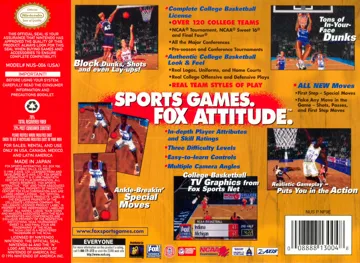 Fox Sports College Hoops '99 (USA) box cover back